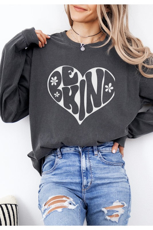 Be Kind Heart Comfort Colors Long Sleeve Shirt