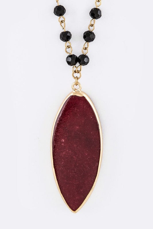 Beads & Precious Stone Pendant Necklace