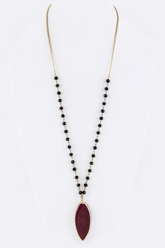 Beads & Precious Stone Pendant Necklace