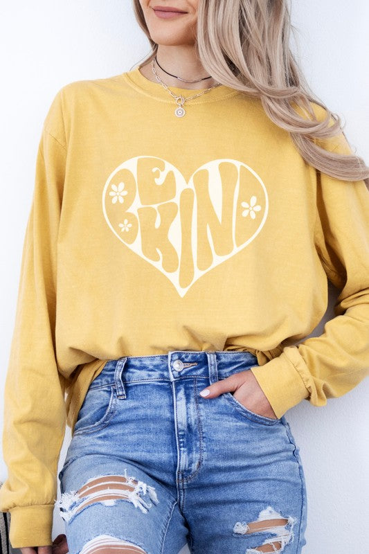 Be Kind Heart Comfort Colors Long Sleeve PLUS