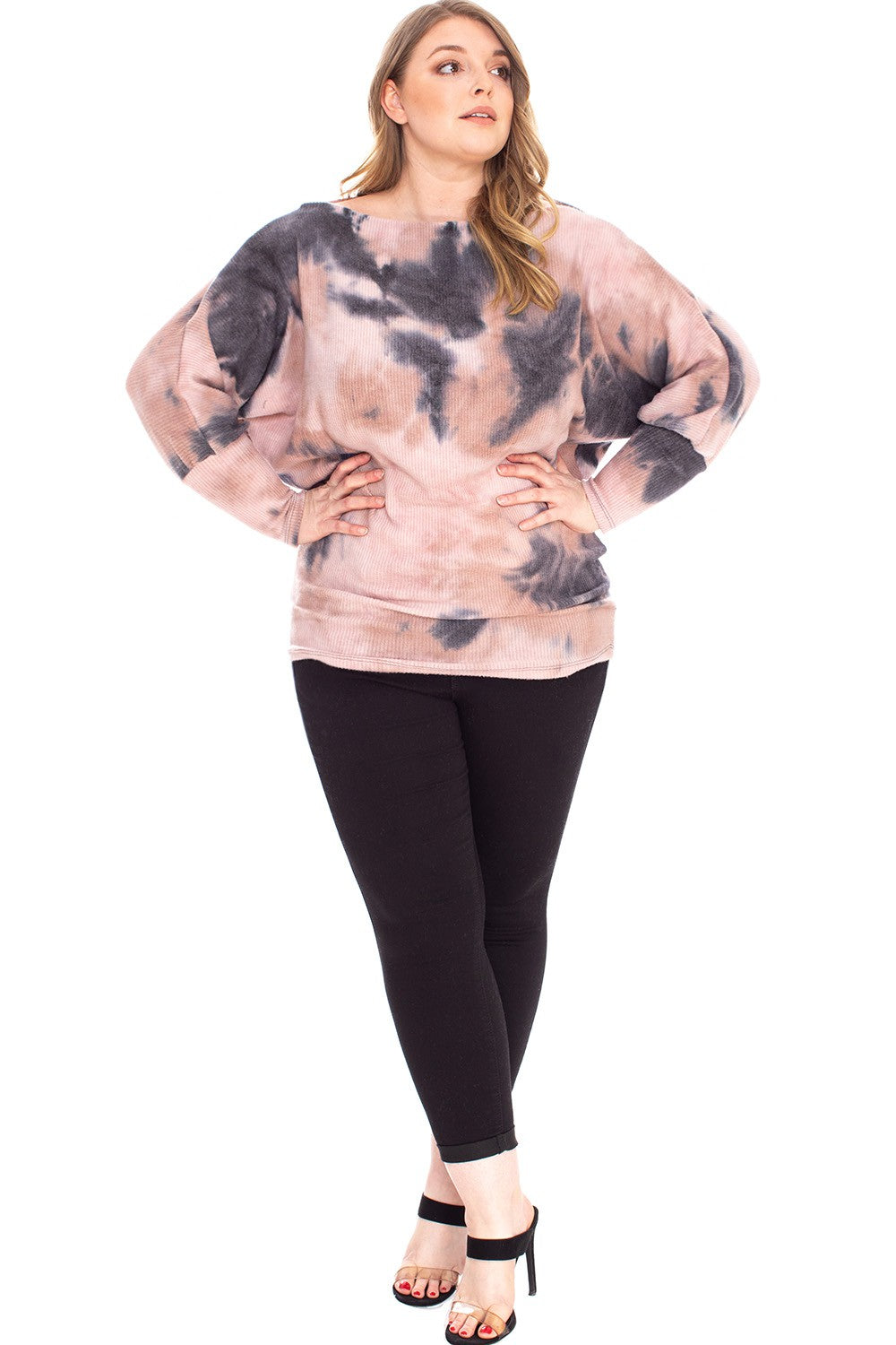 CASHMERE RIBBED TIE DYE TOP - Mauve