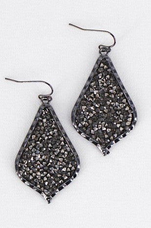 Glitter Pave Rhinestone Teardrop Earrings