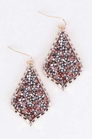 Glitter Pave Rhinestone Teardrop Earrings