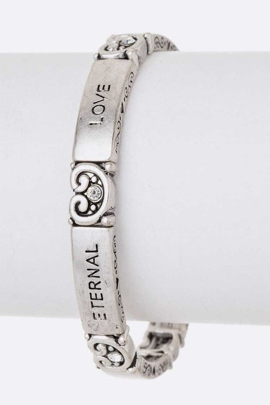 Eternal Love Message Engraved Stretch Bracelet