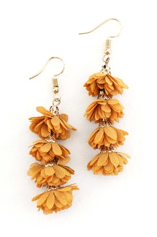 Boho Fabric Flower Drop Earrings