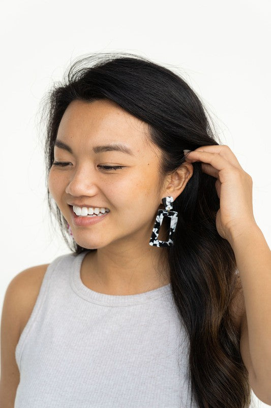 Avery Earrings -  Black & White