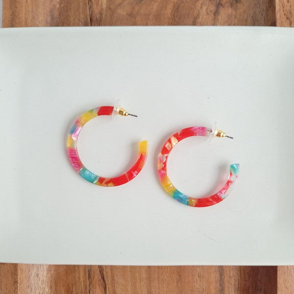 Camy Hoops - Rainbow Confetti