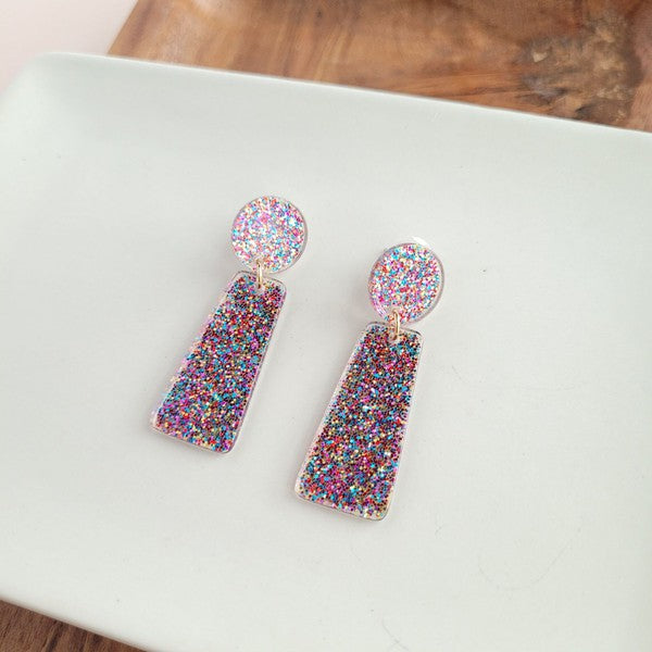 Mia Earrings - Rainbow Glitter