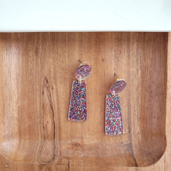 Mia Earrings - Rainbow Glitter