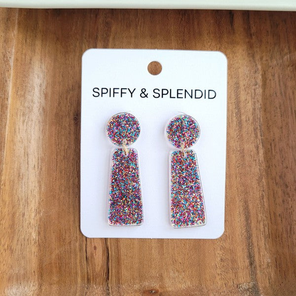 Mia Earrings - Rainbow Glitter