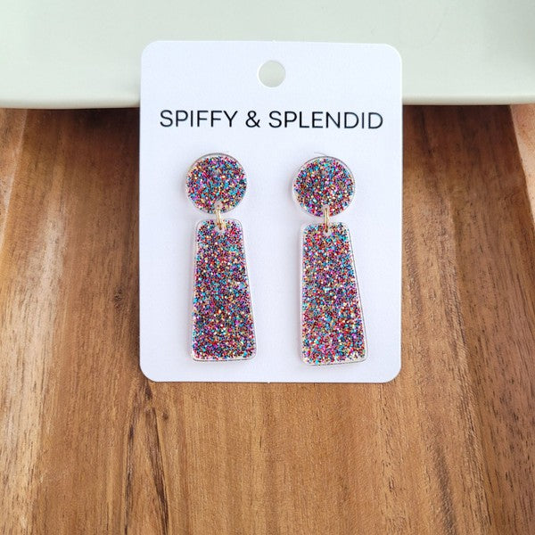 Mia Earrings - Rainbow Glitter