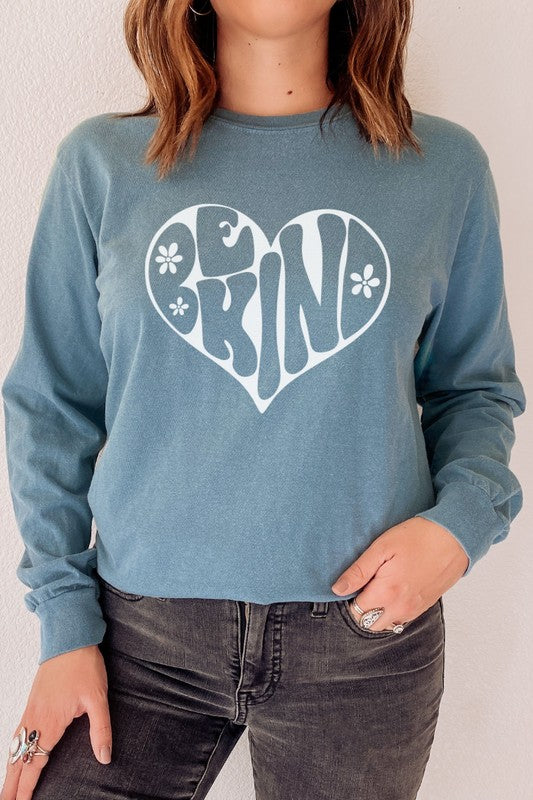 Be Kind Heart Comfort Colors Long Sleeve Shirt