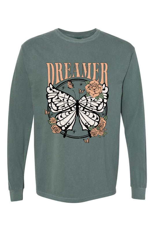 Dreamer Butterfly Comfort Colors Long Sleeve Shirt