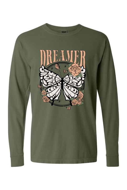 Dreamer Butterfly Comfort Colors Long Sleeve Shirt