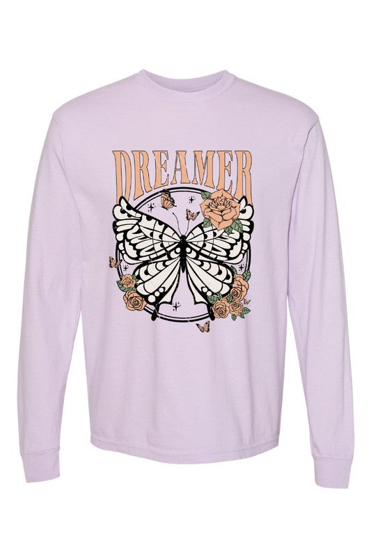 Dreamer Butterfly Comfort Colors Long Sleeve Shirt