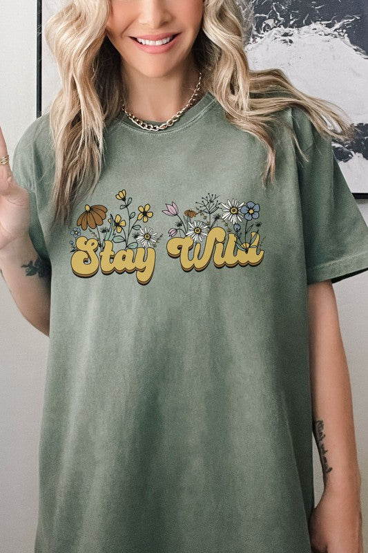 Stay Wild Floral Comfort Colors Graphic Tee PLUS