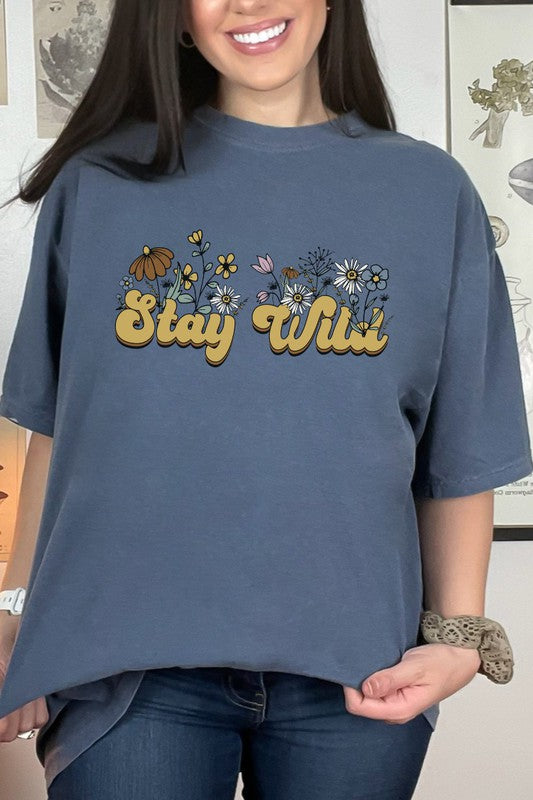 Stay Wild Floral Comfort Colors Graphic Tee PLUS