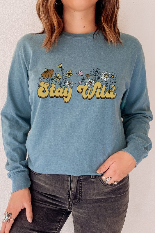 Stay Wild Floral Comfort Colors Long Sleeve Shirt