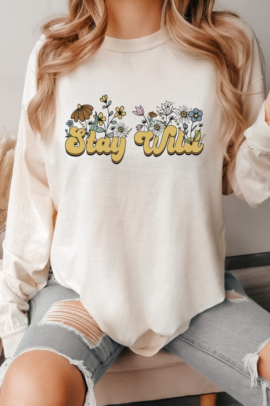 Stay Wild Floral Comfort Colors Long Sleeve Shirt