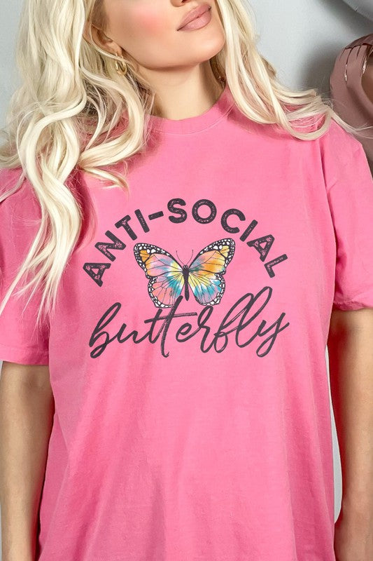 Anti-Social Butterfly Comfort Colors Tee PLUS