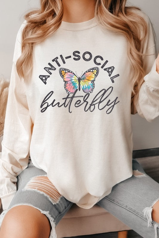 Anti-Social Butterfly Comfort Colors Long Sleeve