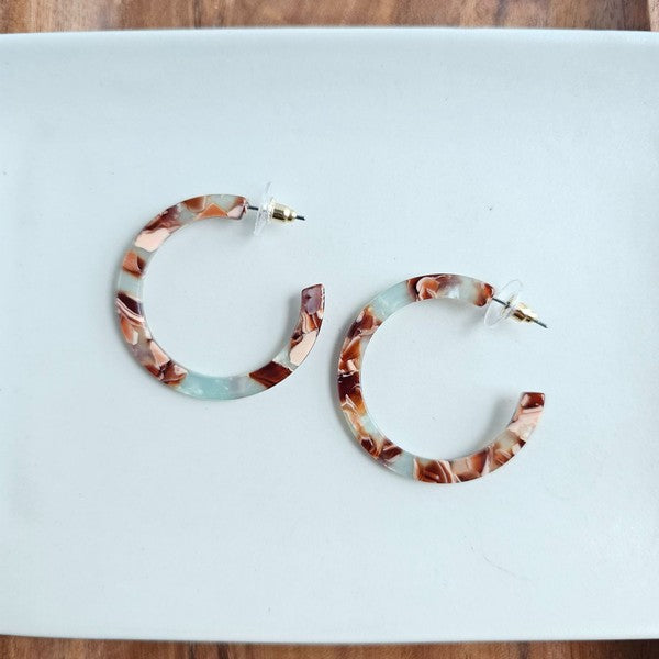 Camy Hoops - Seafoam & Rust