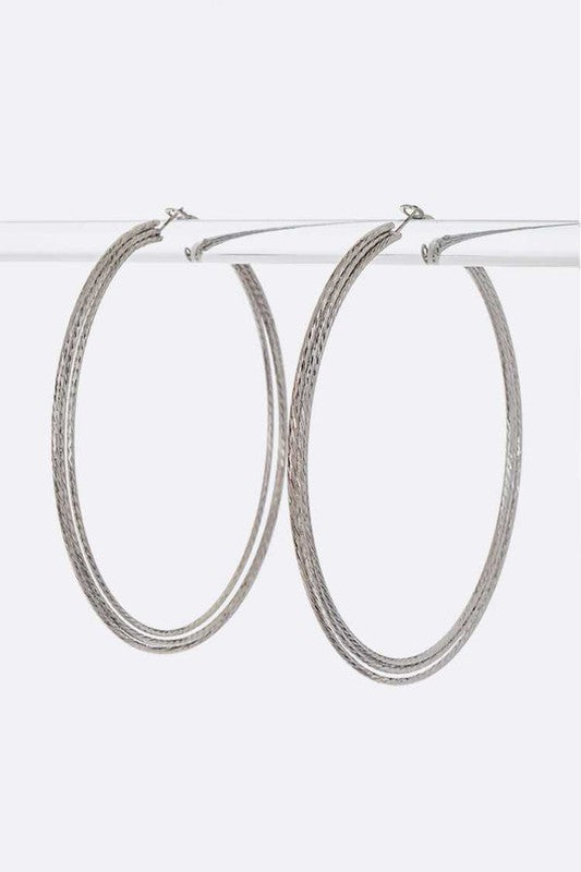 Textured Triple Layer Hoop Earrings