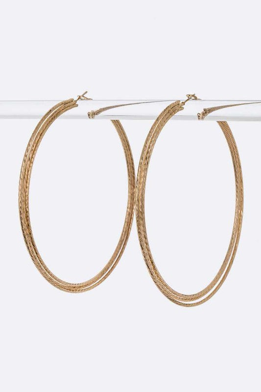 Textured Triple Layer Hoop Earrings