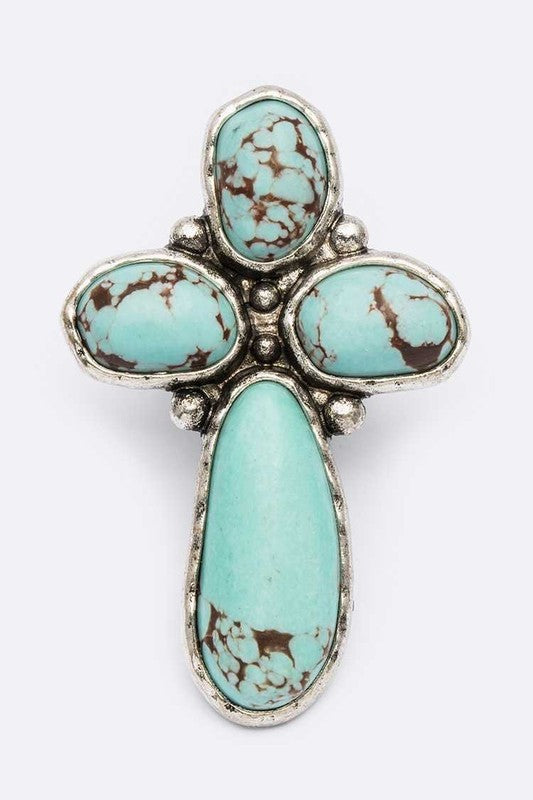 Iconic Stone Cross Stretch Ring