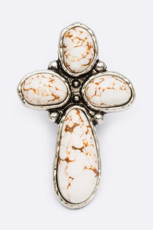 Iconic Stone Cross Stretch Ring