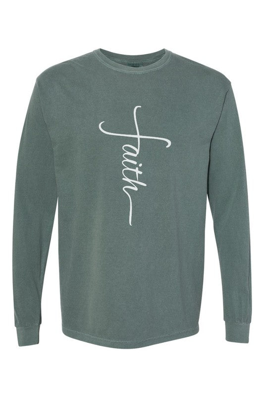 Faith Cross Easter Comfort Colors Long Sleeve