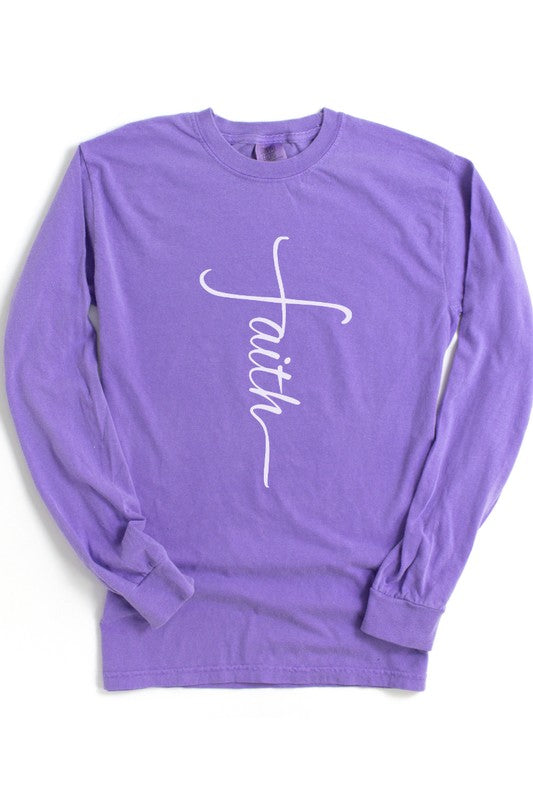 Faith Cross Easter Comfort Colors Long Sleeve