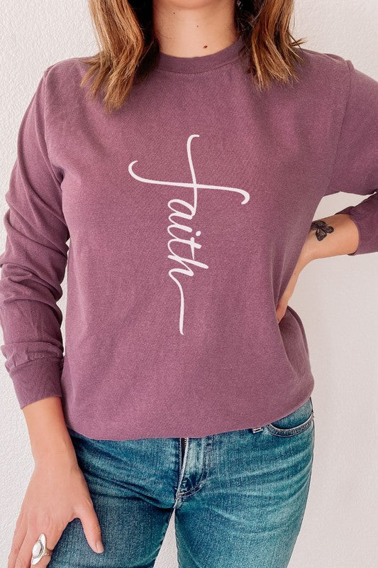 Faith Cross Easter Comfort Colors Long Sleeve