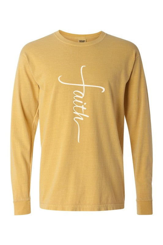 Faith Cross Easter Comfort Colors Long Sleeve