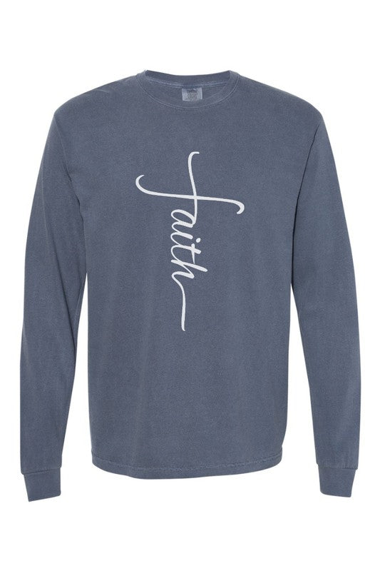 Faith Cross Easter Comfort Colors Long Sleeve