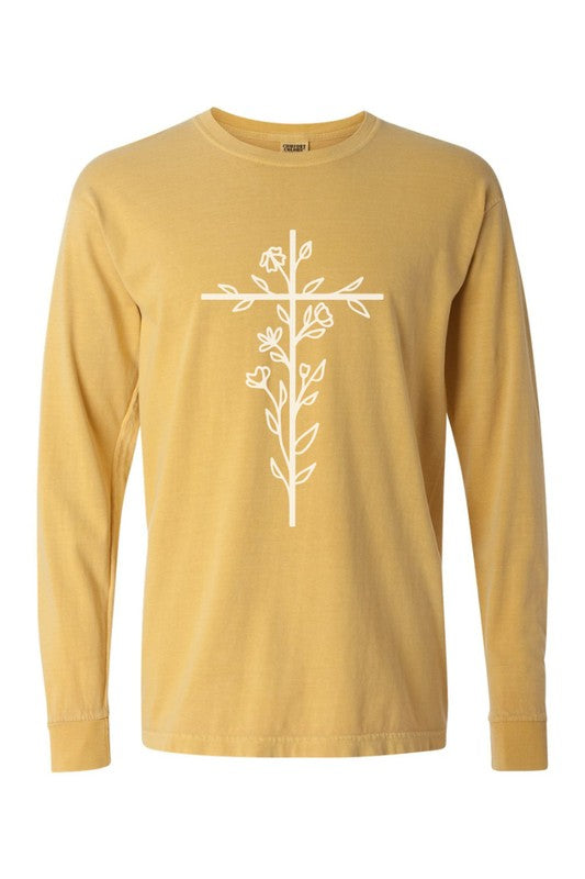 Floral Cross Easter Comfort Colors Long Sleeve