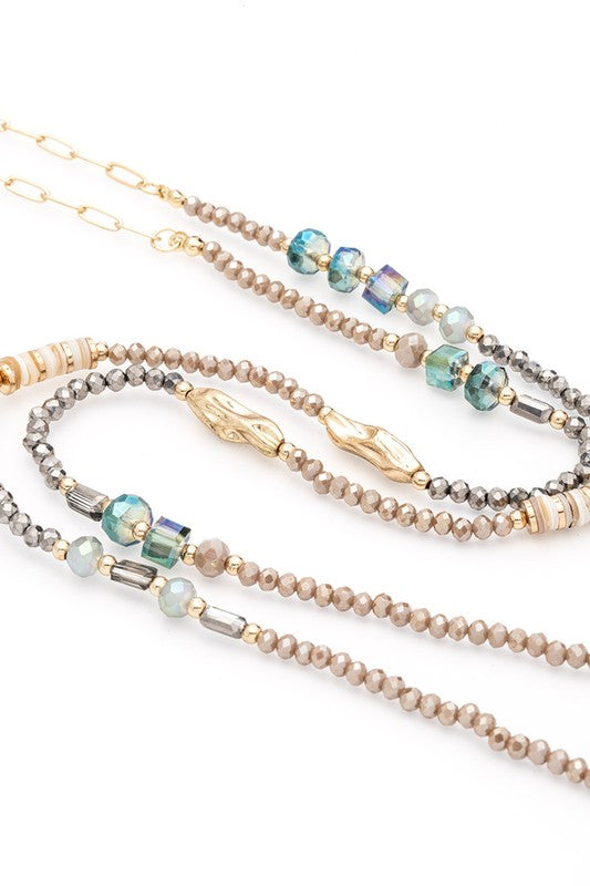 Crystal Beaded Station Convertible Long Necklace