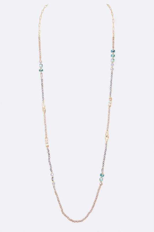 Crystal Beaded Station Convertible Long Necklace