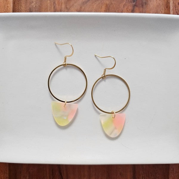 Iris Earrings Large - Iridescent Neon