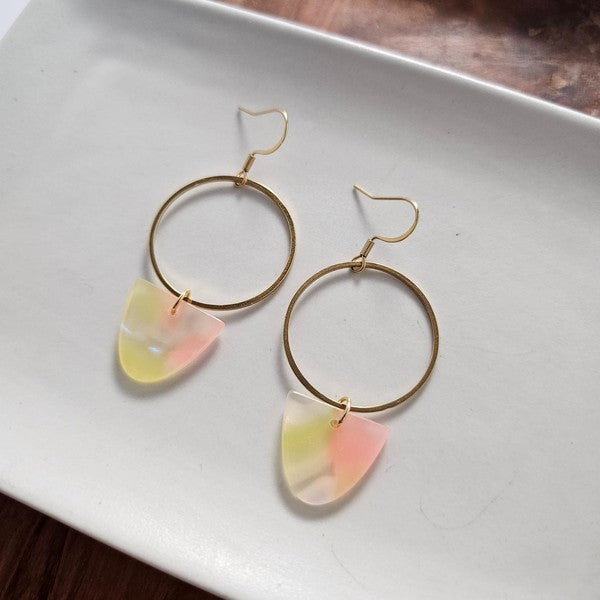 Iris Earrings Large - Iridescent Neon