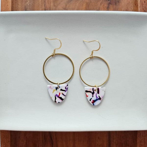 Iris Earrings Large - Marble Confetti