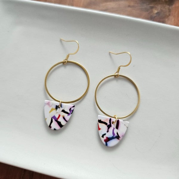 Iris Earrings Large - Marble Confetti