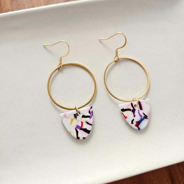 Iris Earrings Large - Marble Confetti