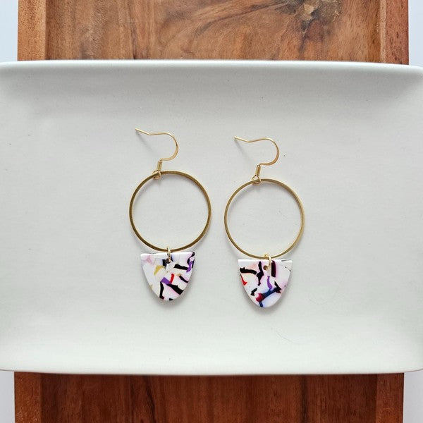 Iris Earrings Large - Marble Confetti