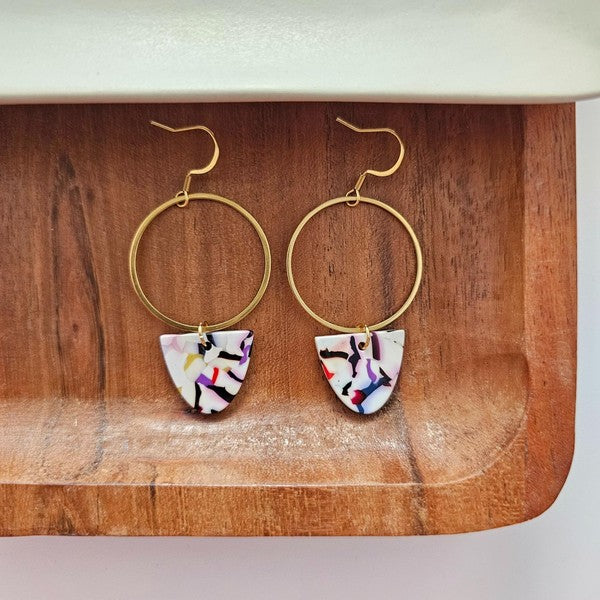 Iris Earrings Large - Marble Confetti