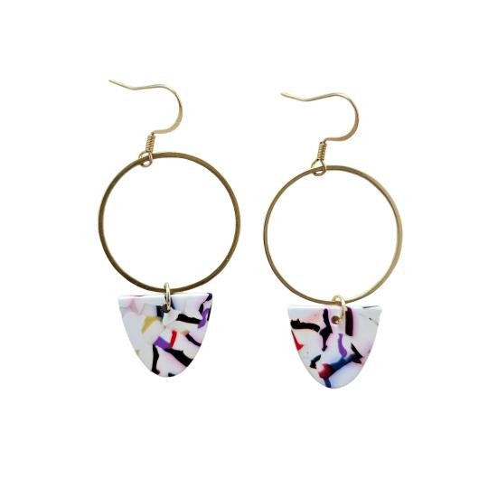 Iris Earrings Large - Marble Confetti