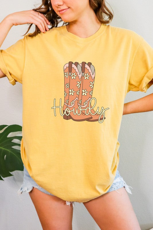 Howdy Cowboy Boot Country Western Graphic Tee