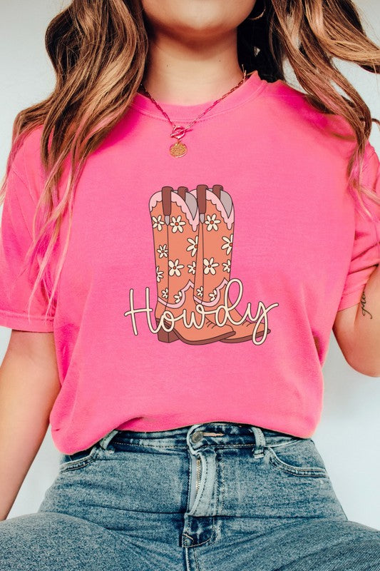 Howdy Cowboy Boot Country Western Graphic Tee