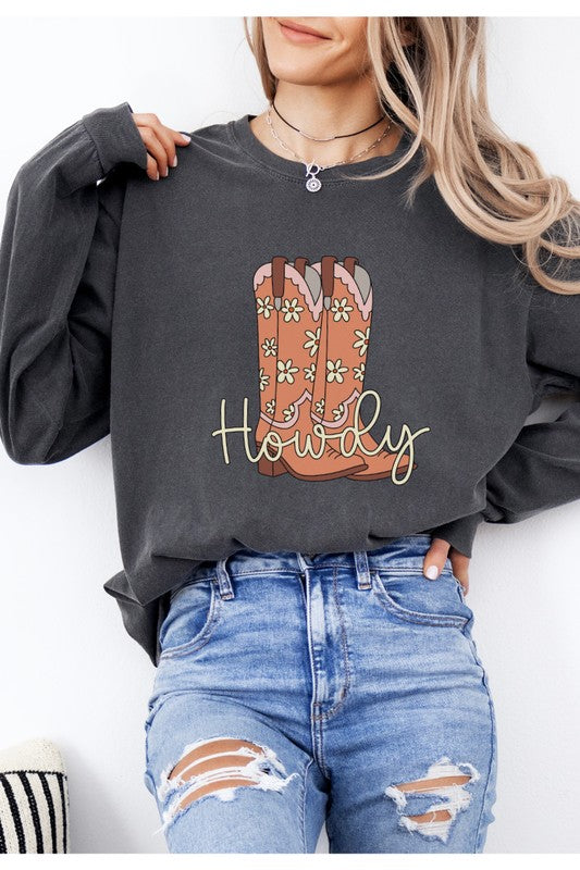 Howdy Cowboy Boot Country Western Graphic Tee