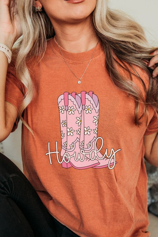 Howdy Cowboy Boot Country Western Graphic Tee